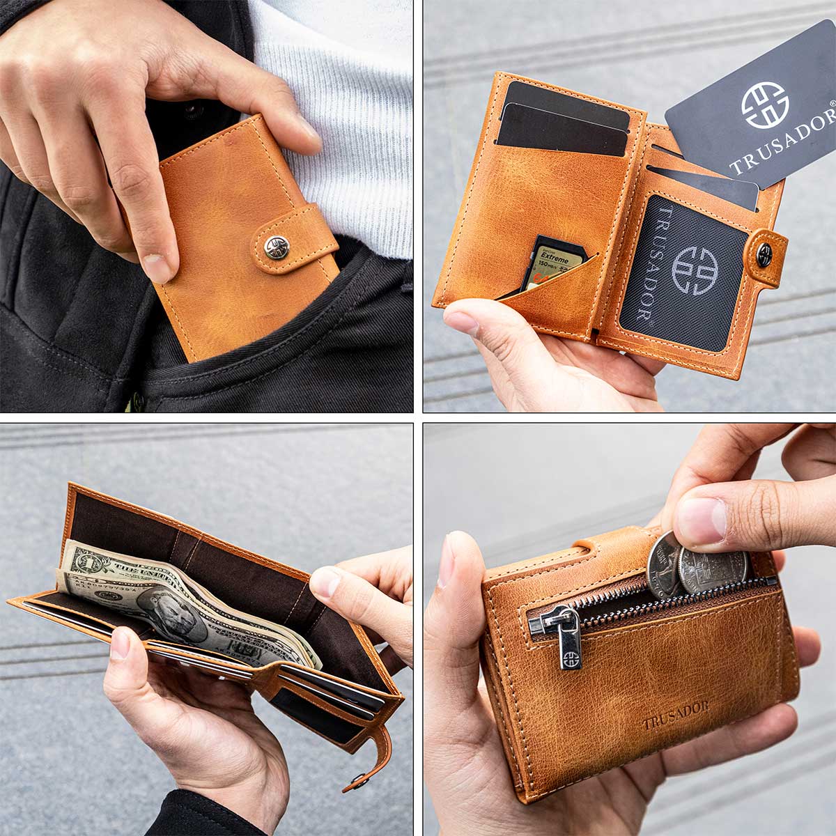 24 Pieces Genuine Leather Coin Change Purse With Front Id Window & Key Ring  - Leather Wallets - at - alltimetrading.com