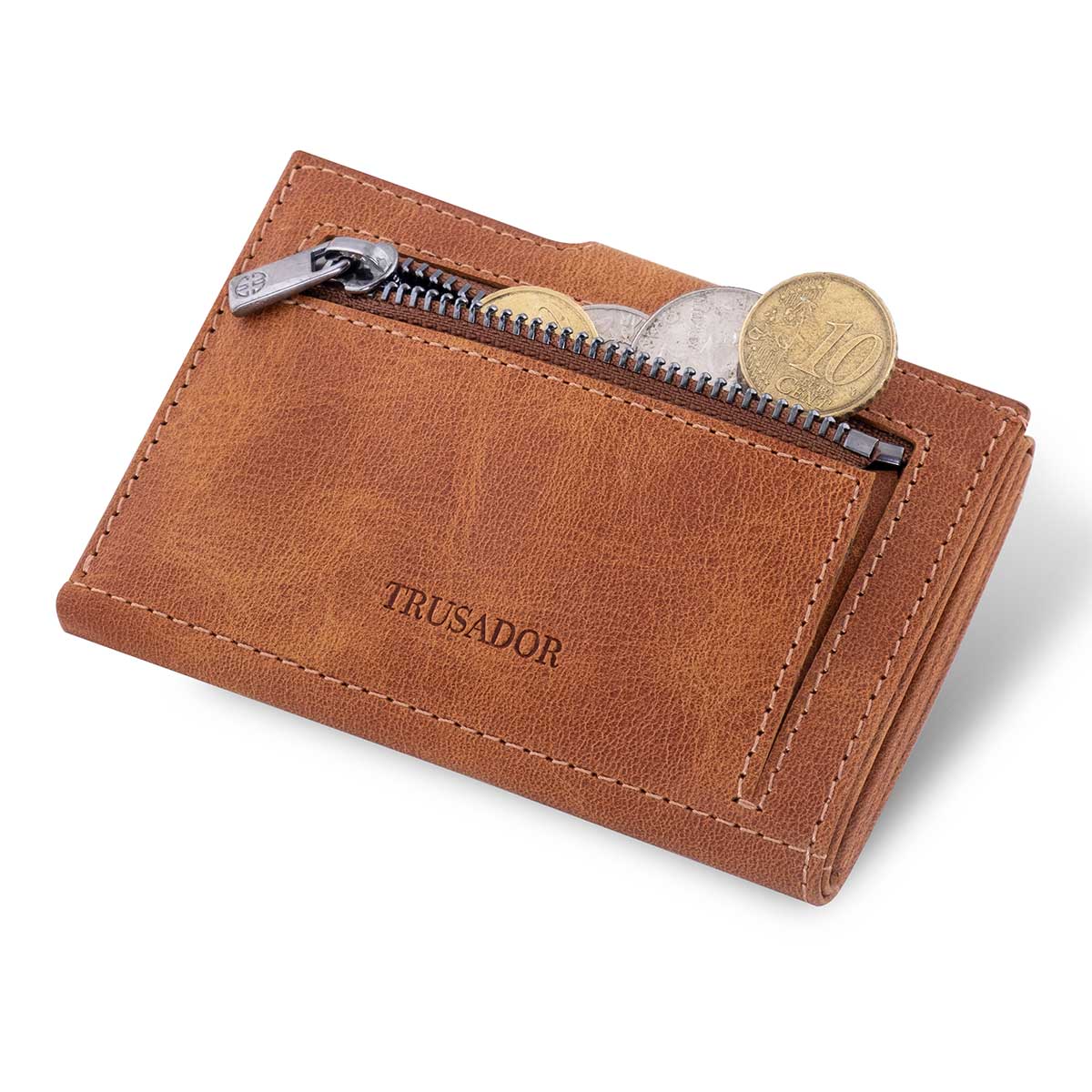 Men's Genuine Leather Zipper Coin Wallet Wowen natural Leather Mini Short  Purse Card Holder Change Purse