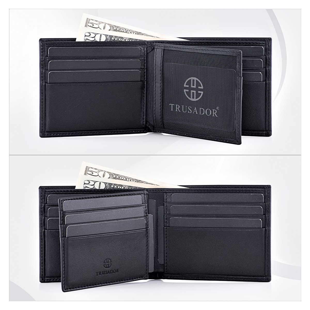 Classic Leather Wallet Card Cash Compartment