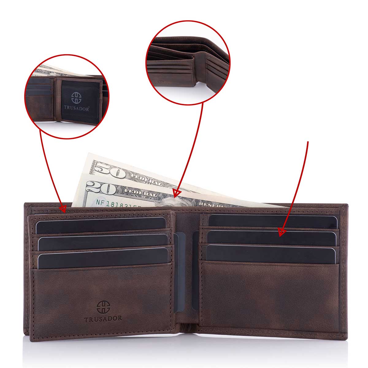  BillFold Classic Leather Wallet Brown