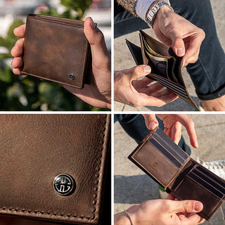 Classic Leather Wallet Cash Card Compartment