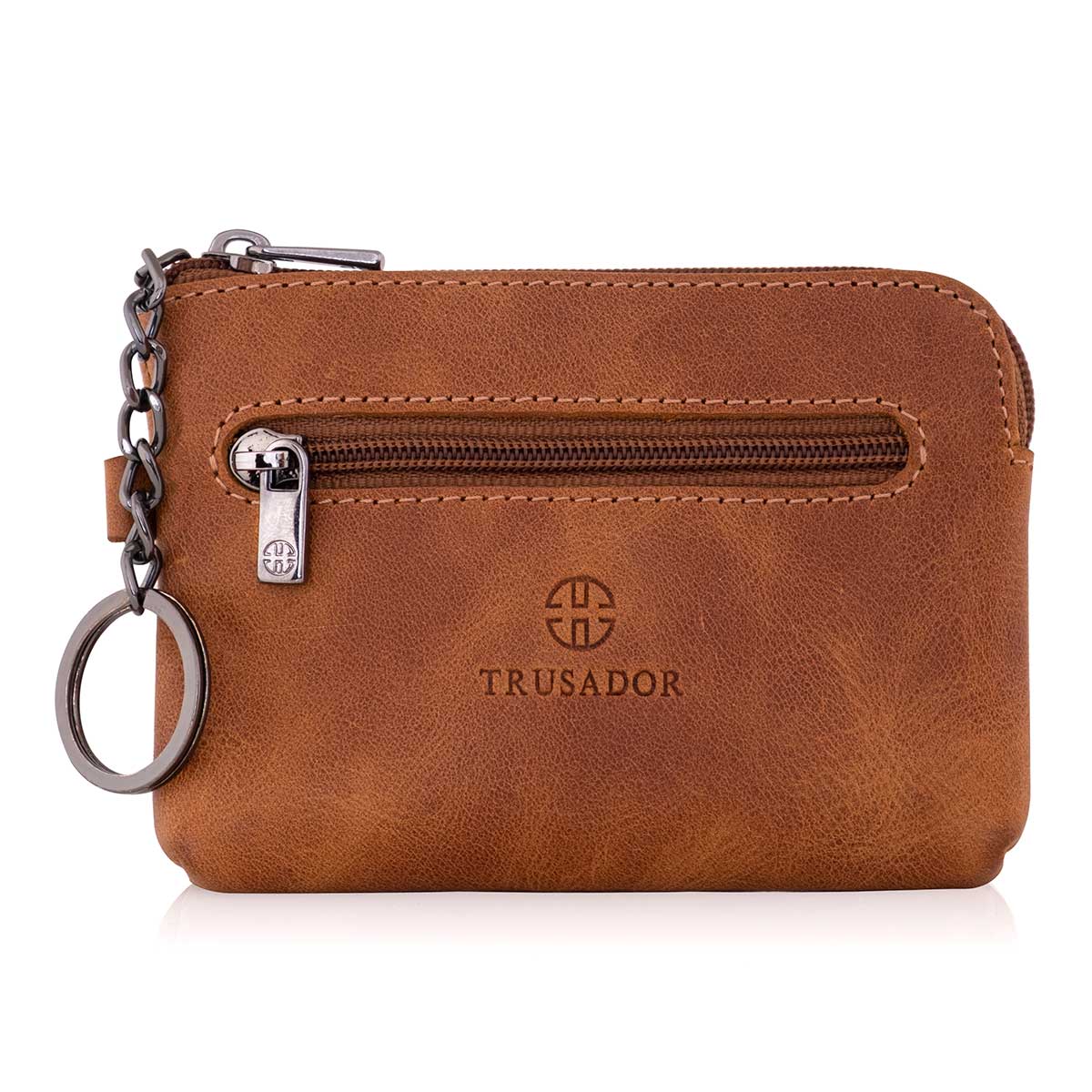 Leather coin purse with 2025 zipper