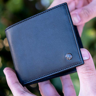 RFID Standard Men's Wallet with Coin Pocket Black-Blue